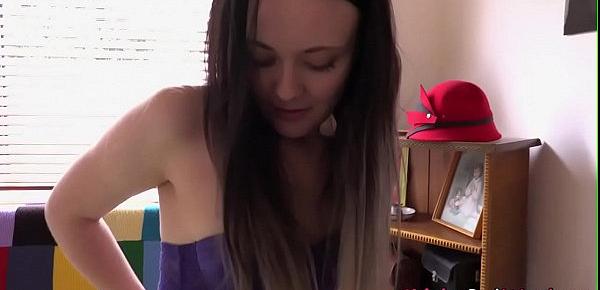  Stockinged ozzy teen masturbates and toys